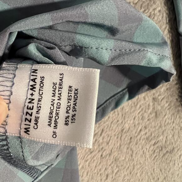 Mizzen+Main Leeward Shirt Mens Large Trim Fit Blue Gray Check Dress Performance - Picture 5 of 8